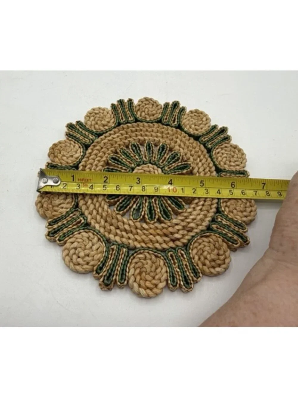Vintage Wicker Straw Trivets Fish & Round Hot Pads Pot Mats Lot of 2 Boho Beach